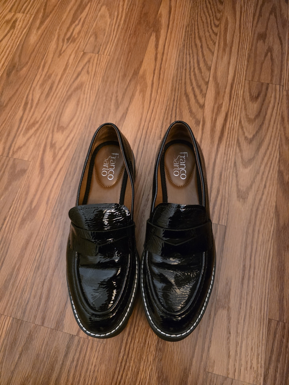 Franco Sarto Black Patent Loafers